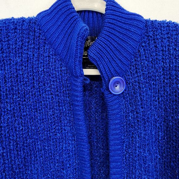 Monto Par le Chois Longline Cardigan Jacket Size L Blue Boucle Knit Vintage - Picture 5 of 16